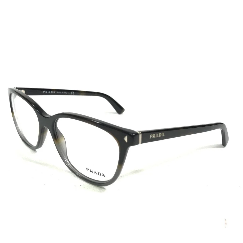 Prada Eyeglasses Frames VPR 14R TKT-1O1 Brown Gray Round Cat Eye 52-16-140